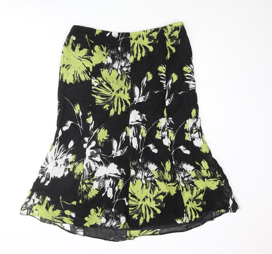CC Womens Multicoloured Floral Viscose Trumpet Skirt Size 14 Zip