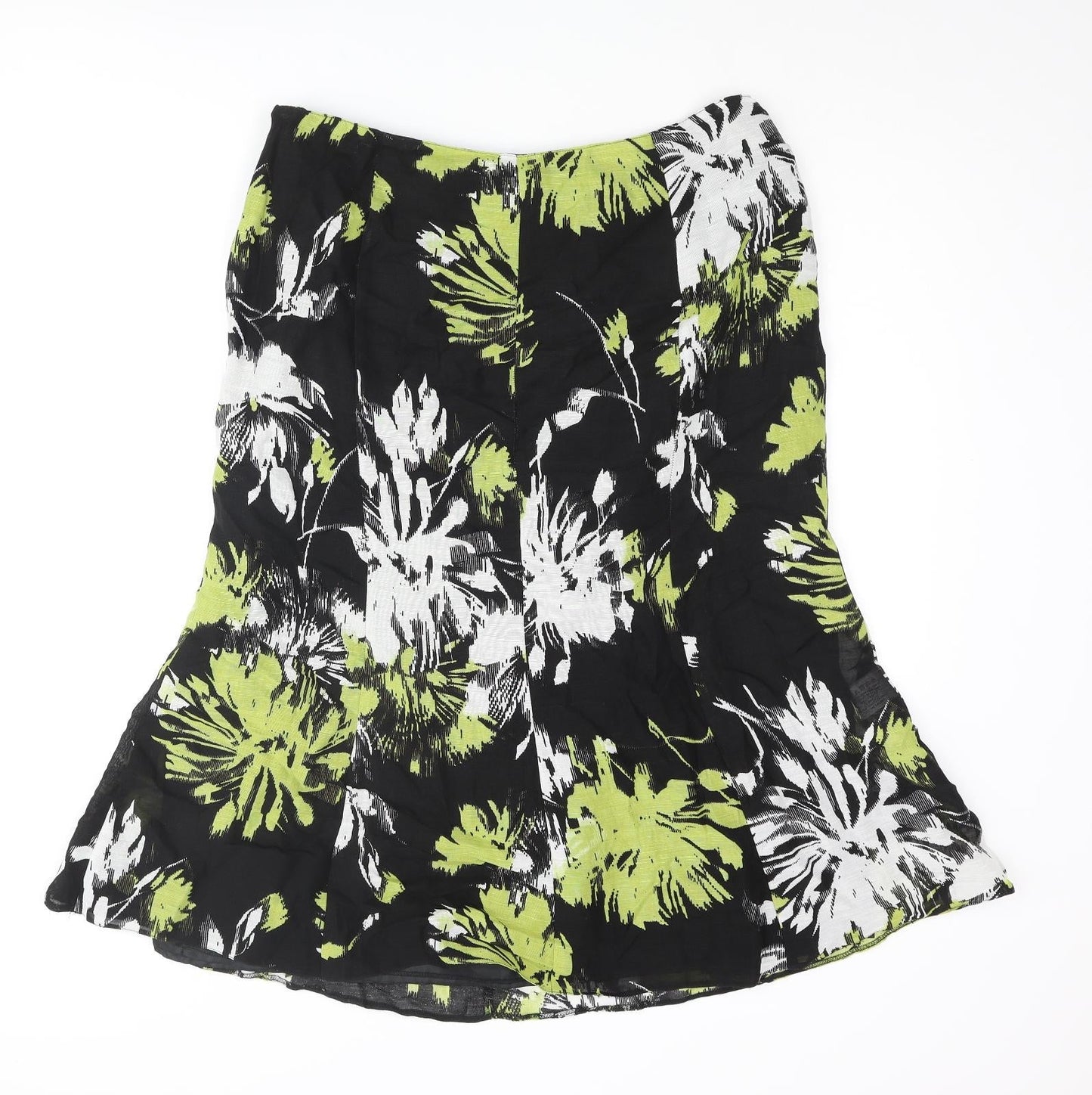 CC Womens Multicoloured Floral Viscose Trumpet Skirt Size 14 Zip