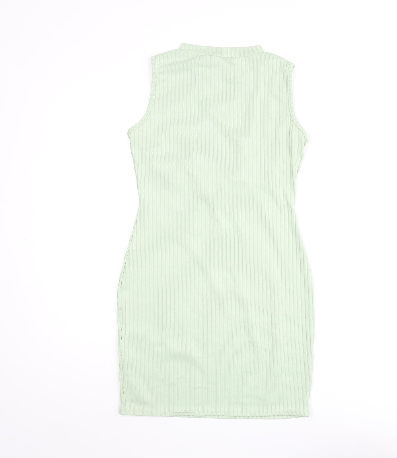 PRETTYLITTLETHING Womens Green Polyester Bodycon Size 10 Mock Neck Pullover - Ribbed