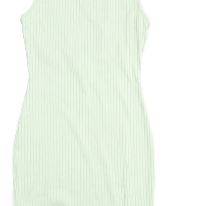 PRETTYLITTLETHING Womens Green Polyester Bodycon Size 10 Mock Neck Pullover - Ribbed