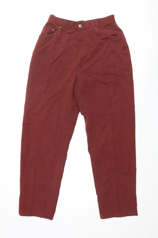 St Michael Womens Red Modal Trousers Size 12 L27 in Regular Zip