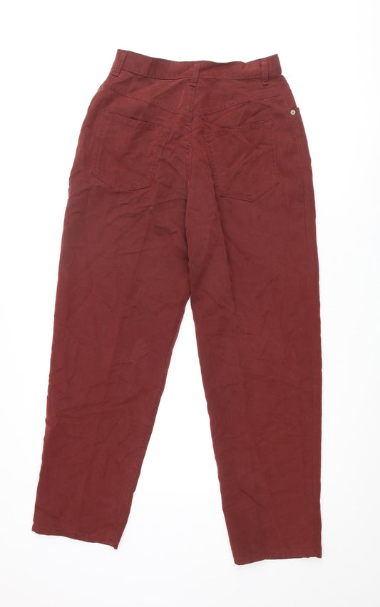 St Michael Womens Red Modal Trousers Size 12 L27 in Regular Zip