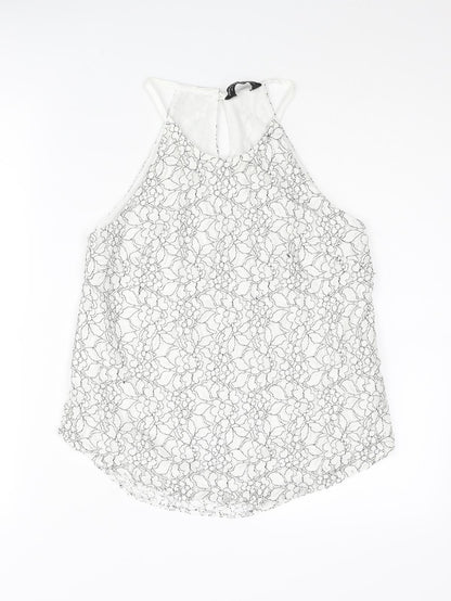 Dorothy Perkins Womens White Floral Cotton Camisole Blouse Size 8 Halter