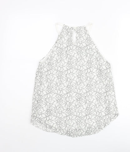 Dorothy Perkins Womens White Floral Cotton Camisole Blouse Size 8 Halter