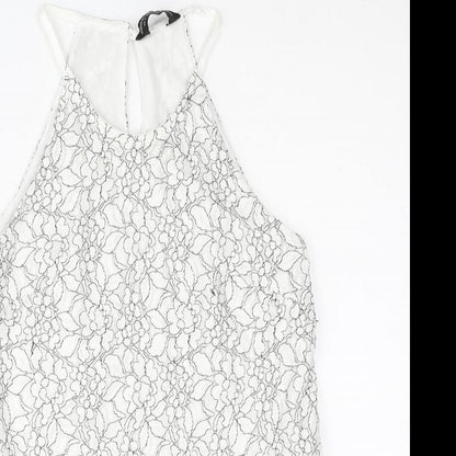 Dorothy Perkins Womens White Floral Cotton Camisole Blouse Size 8 Halter