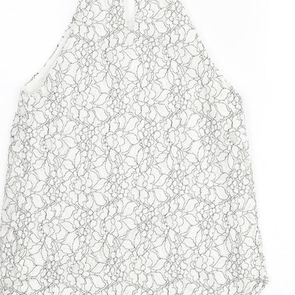 Dorothy Perkins Womens White Floral Cotton Camisole Blouse Size 8 Halter