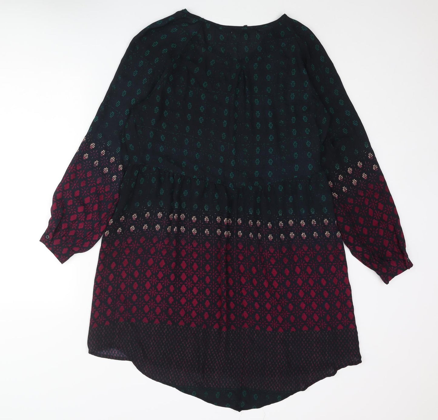 Staring at Stars Womens Blue Geometric Polyester Shift Size S Round Neck Pullover