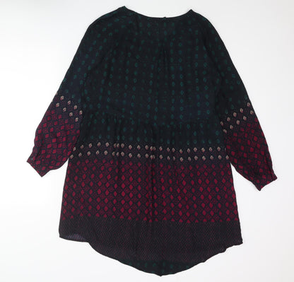 Staring at Stars Womens Blue Geometric Polyester Shift Size S Round Neck Pullover