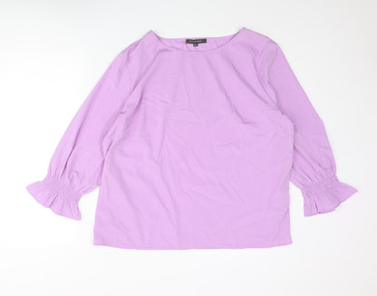 French Connection Womens Purple Polyester Basic Blouse Size 2XL Round Neck - Rouched