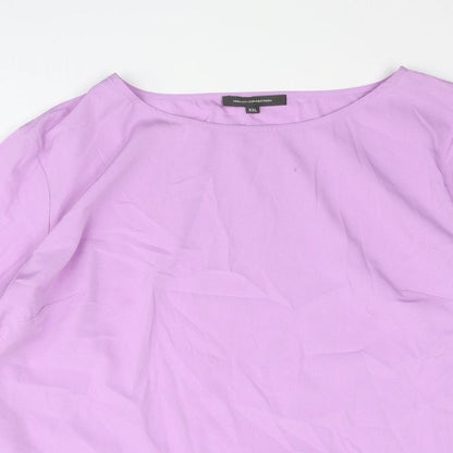 French Connection Womens Purple Polyester Basic Blouse Size 2XL Round Neck - Rouched