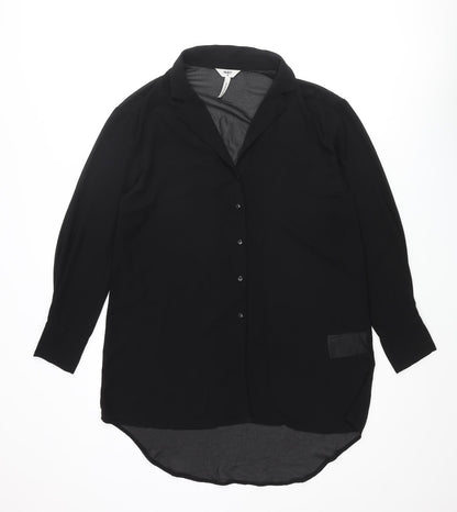 Womens UK Size 10 Object Black Tunic Button-Up