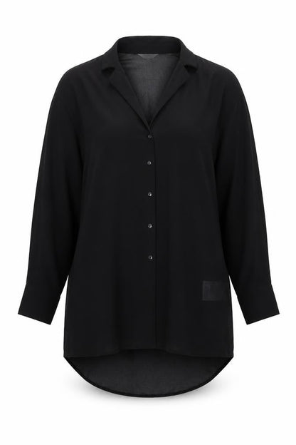 Womens UK Size 10 Object Black Tunic Button-Up