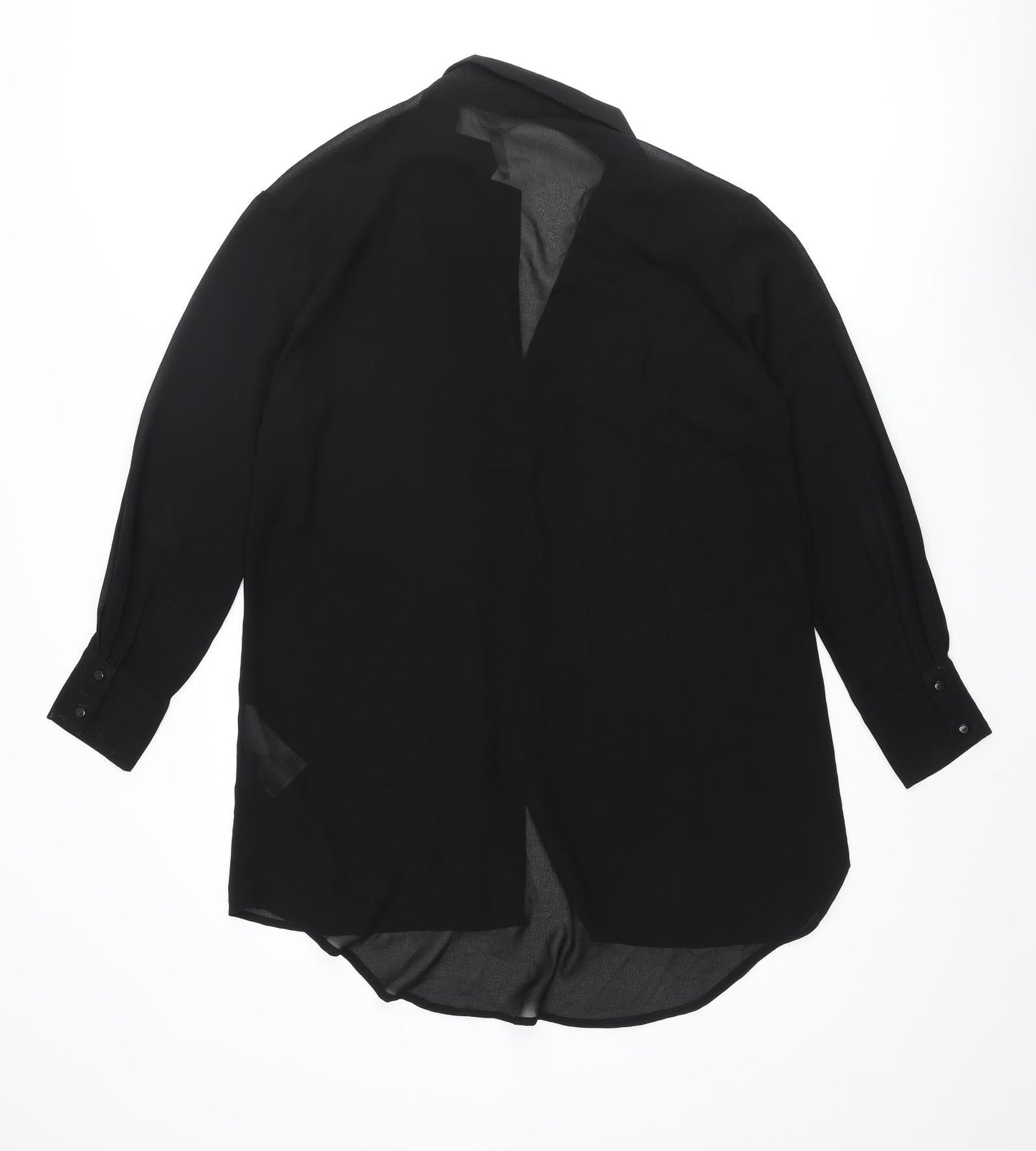 Womens UK Size 10 Object Black Tunic Button-Up