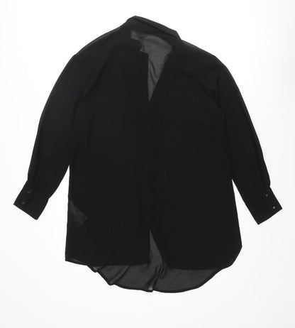 Womens UK Size 10 Object Black Tunic Button-Up