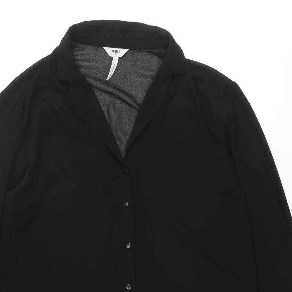 Womens UK Size 10 Object Black Tunic Button-Up