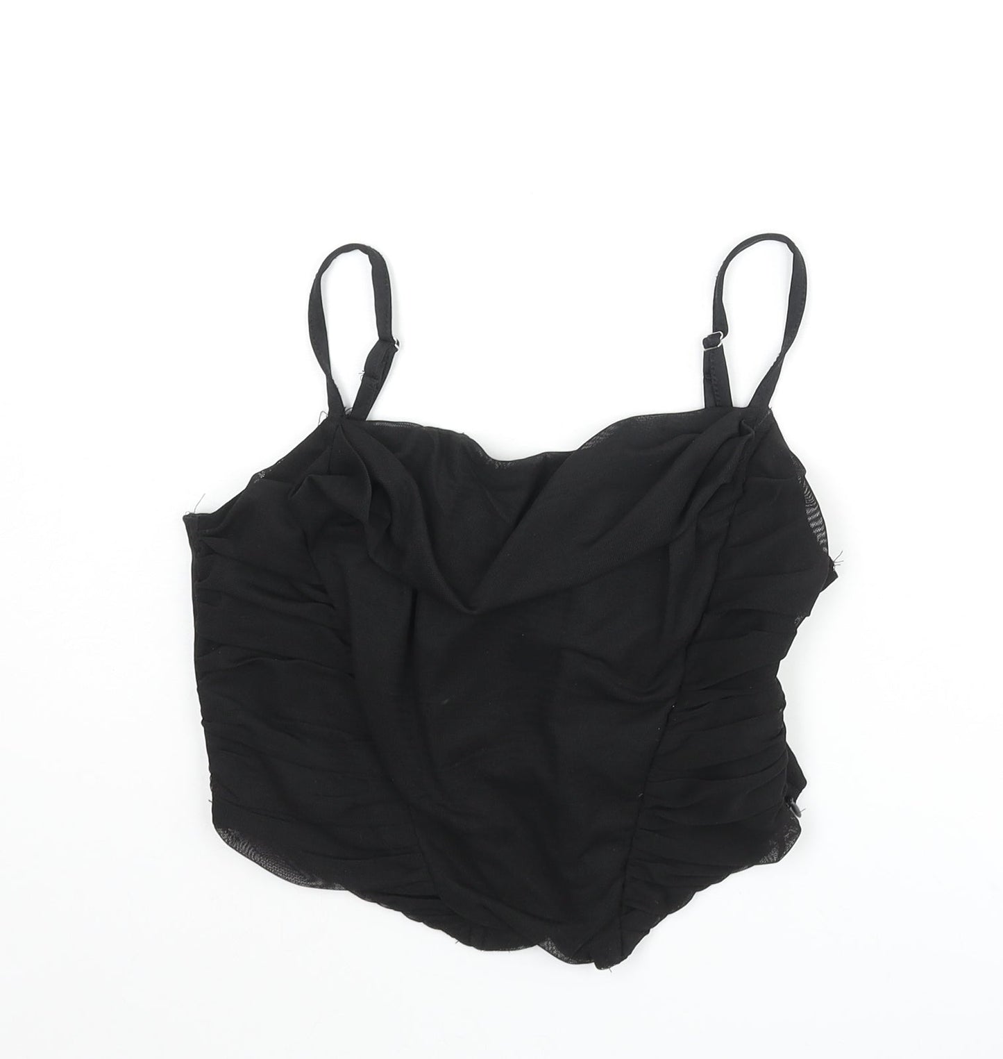 Womens UK Size 8 PRETTYLITTLETHING Black Cropped Tank
