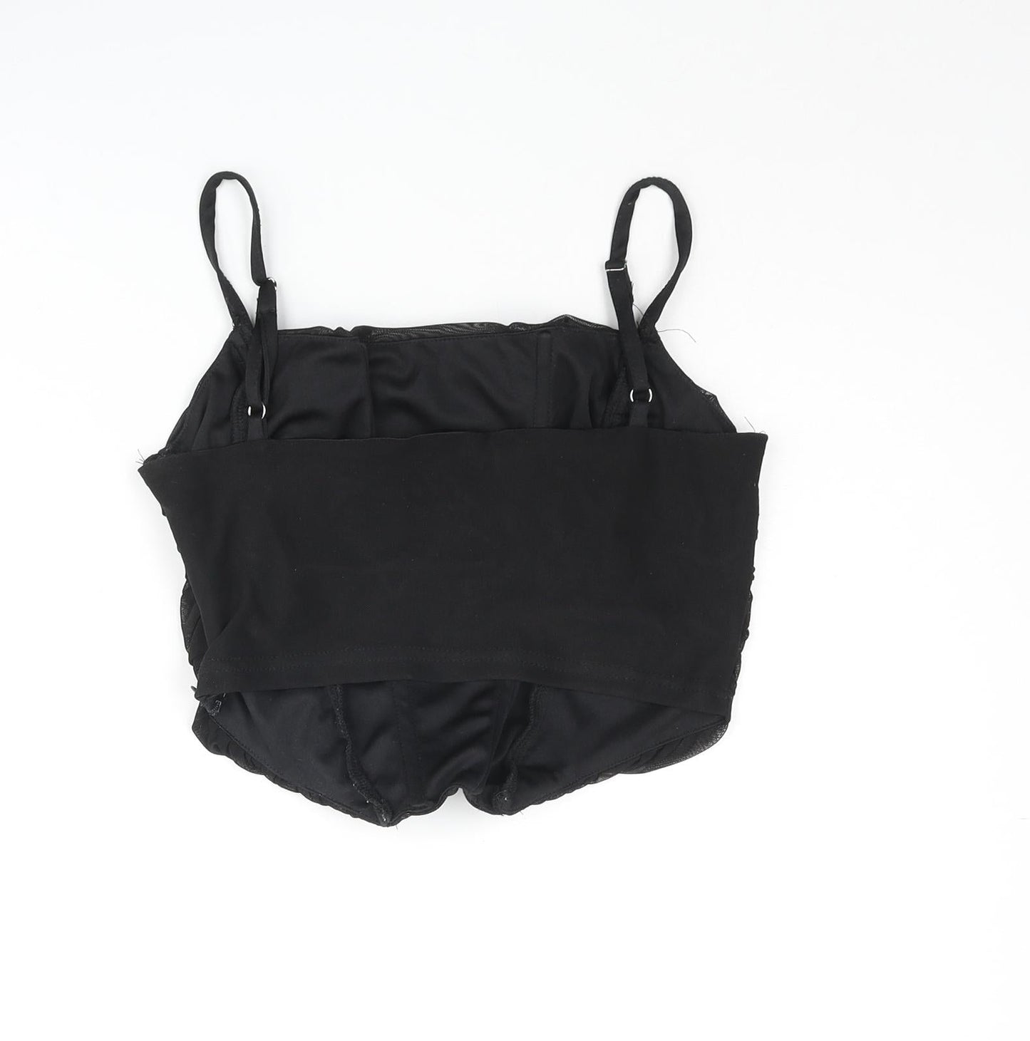 Womens UK Size 8 PRETTYLITTLETHING Black Cropped Tank