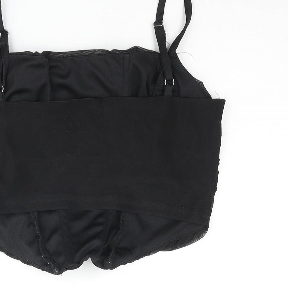 Womens UK Size 8 PRETTYLITTLETHING Black Cropped Tank