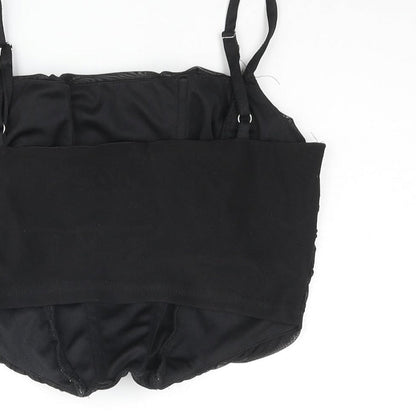 Womens UK Size 8 PRETTYLITTLETHING Black Cropped Tank