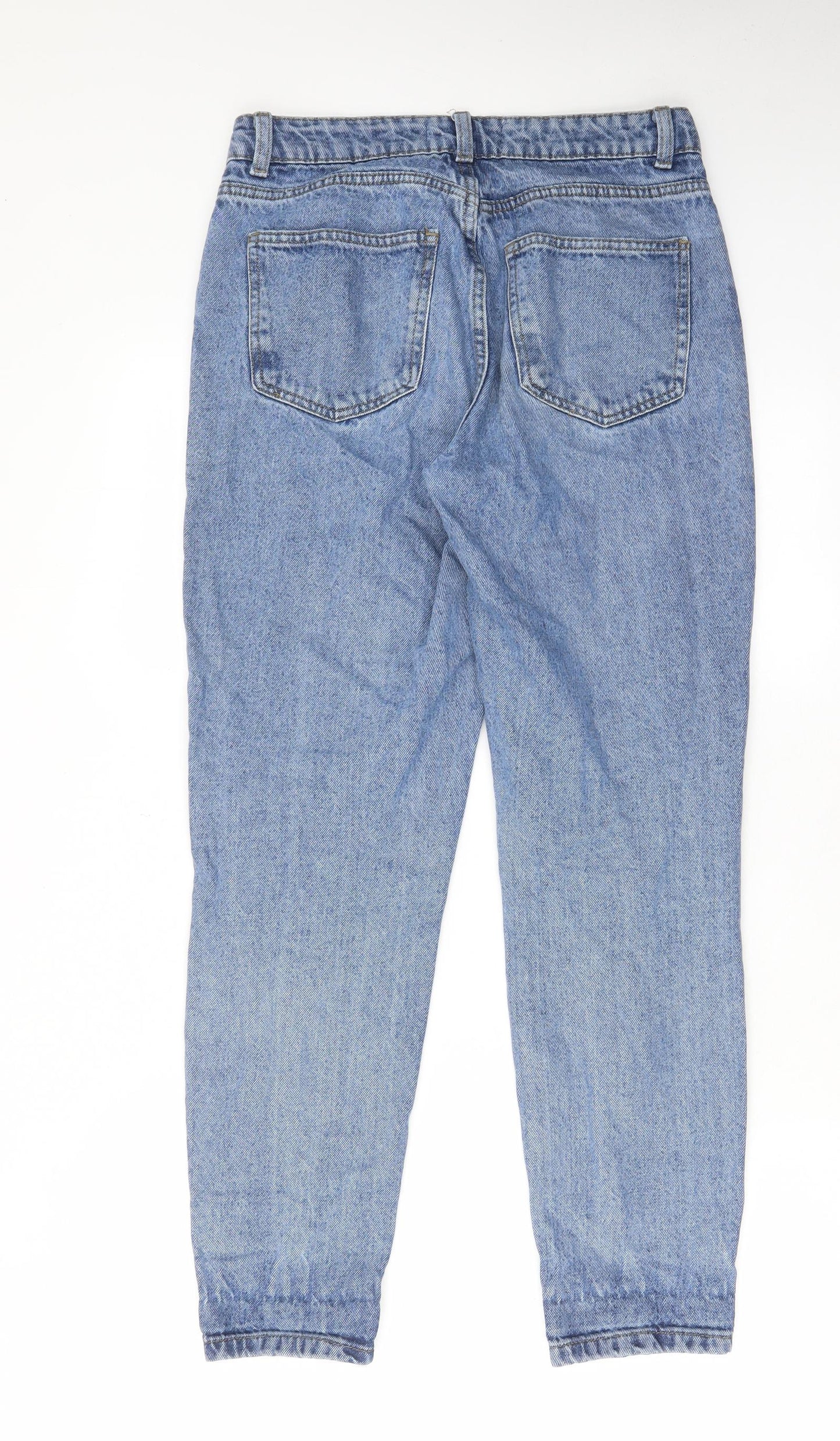 Denim & Co. Womens Blue Cotton Straight Jeans Size 10 L28 in Regular Zip - Pockets, Belt Loops