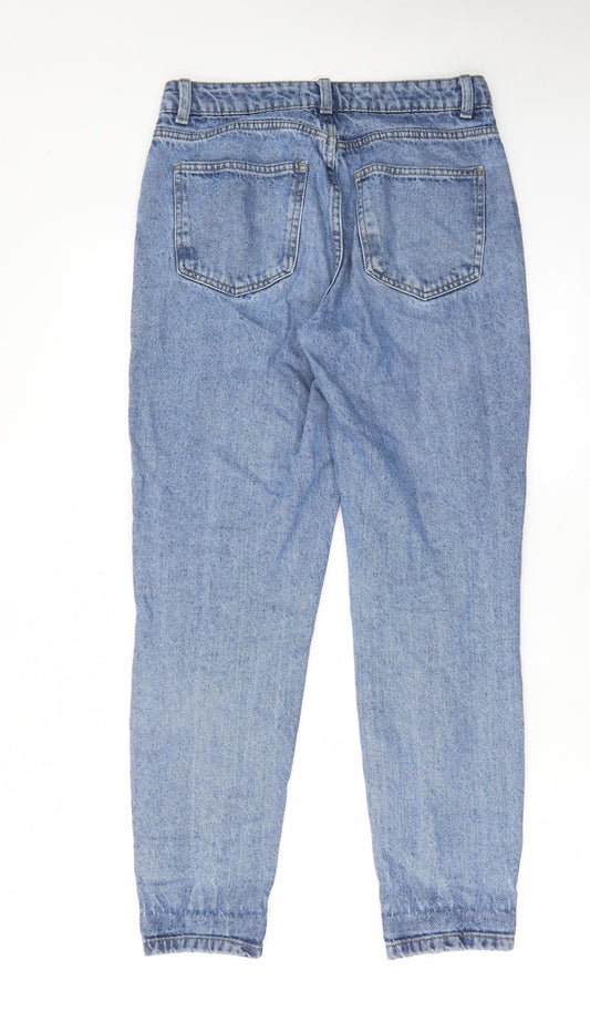Denim & Co. Womens Blue Cotton Straight Jeans Size 10 L28 in Regular Zip - Pockets, Belt Loops