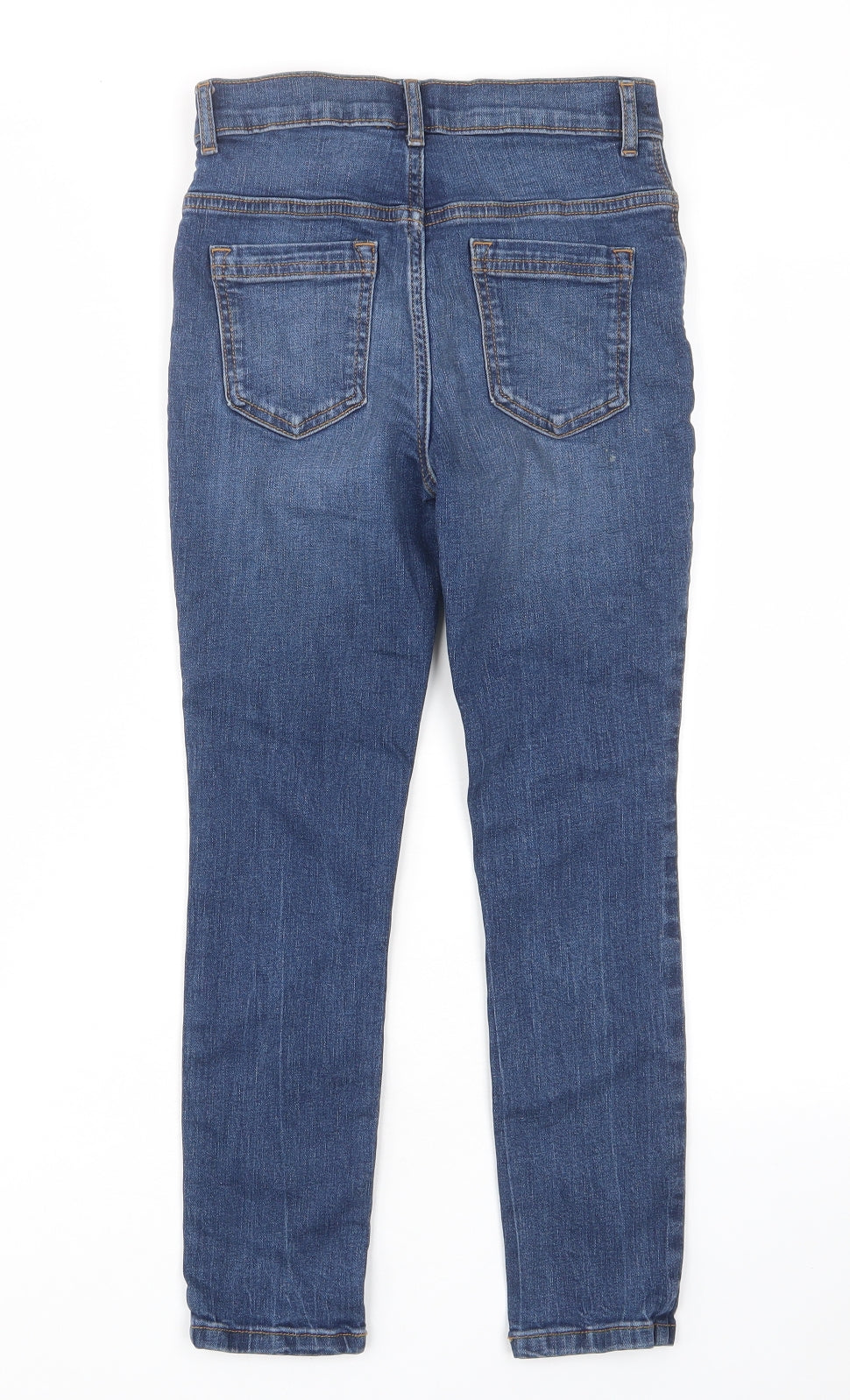 TU Boys Blue Cotton Skinny Jeans Size 9 Months L22 in Regular Zip - Pockets, Belt Loops