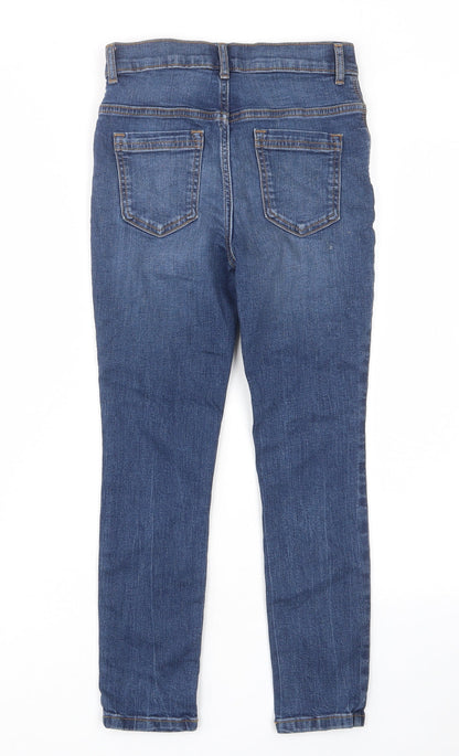TU Boys Blue Cotton Skinny Jeans Size 9 Months L22 in Regular Zip - Pockets, Belt Loops
