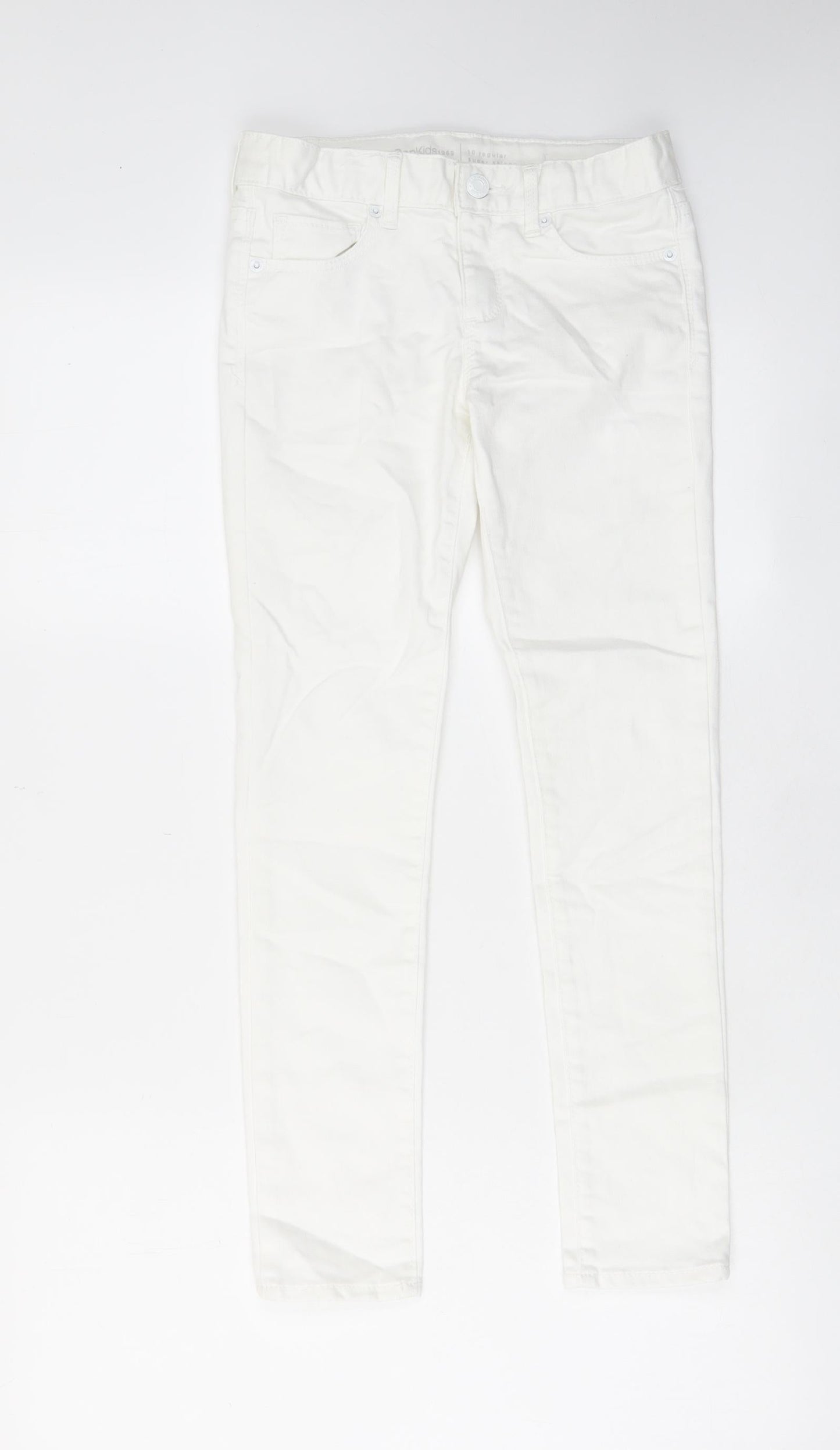 Gap Girls White Cotton Skinny Jeans Size 10 Years L25 in Regular Zip - Pockets, Belt Loops