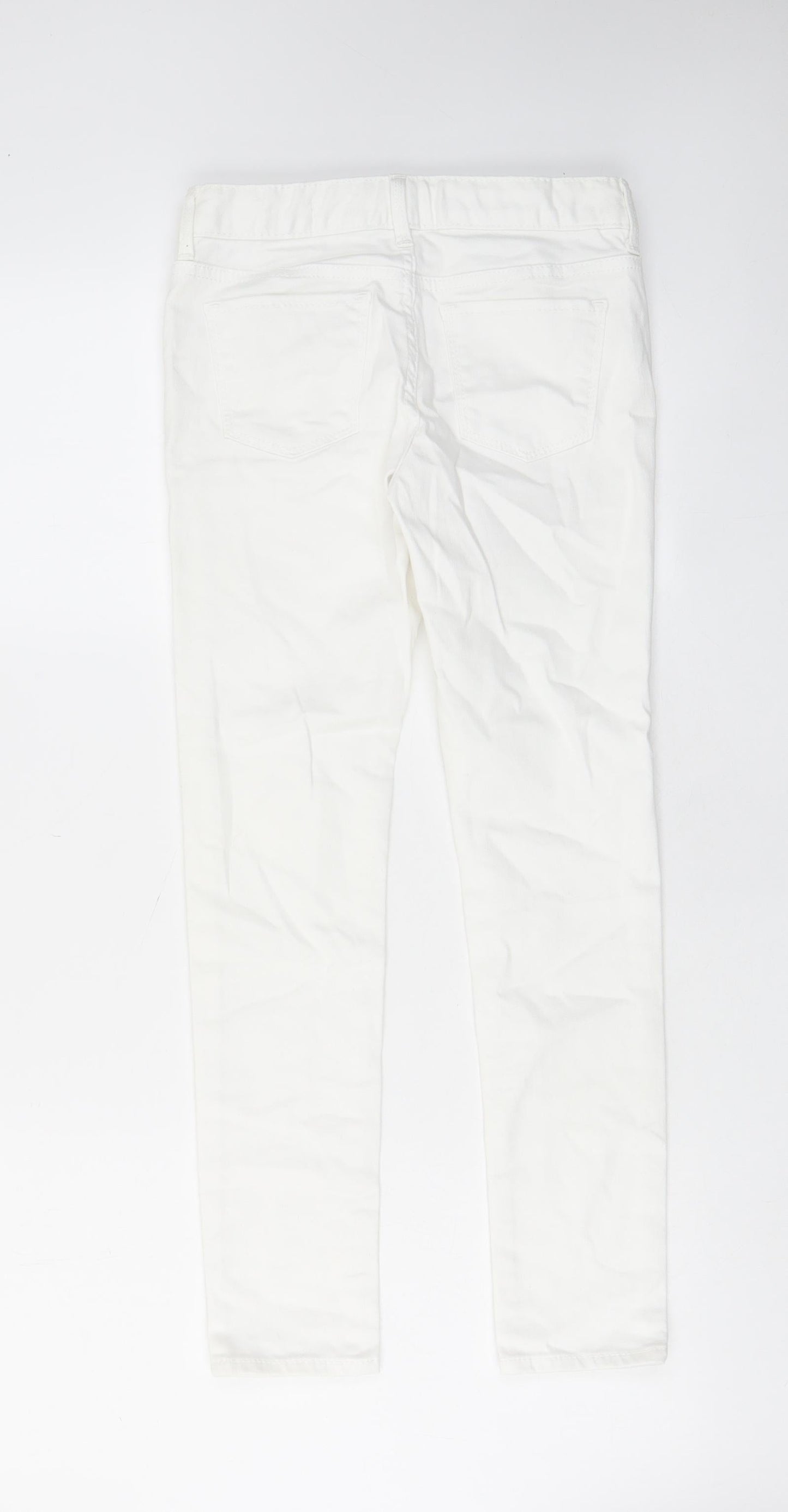 Gap Girls White Cotton Skinny Jeans Size 10 Years L25 in Regular Zip - Pockets, Belt Loops