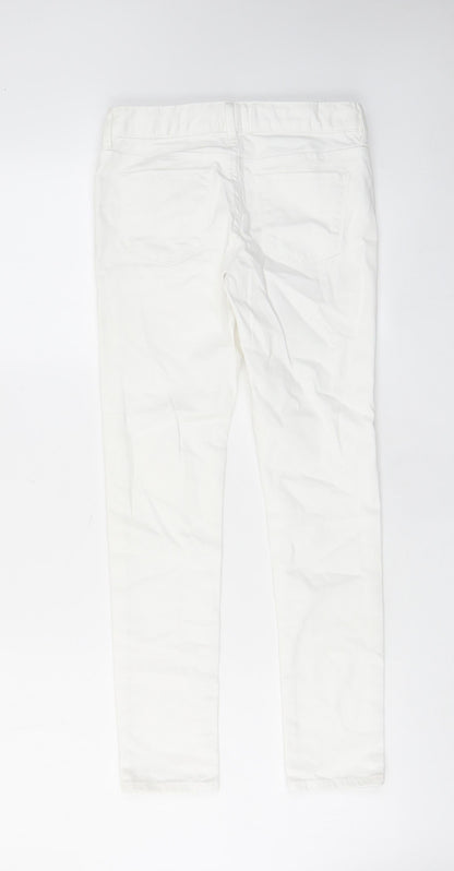 Gap Girls White Cotton Skinny Jeans Size 10 Years L25 in Regular Zip - Pockets, Belt Loops