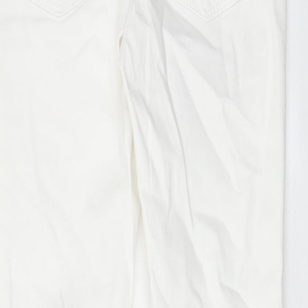 Gap Girls White Cotton Skinny Jeans Size 10 Years L25 in Regular Zip - Pockets, Belt Loops