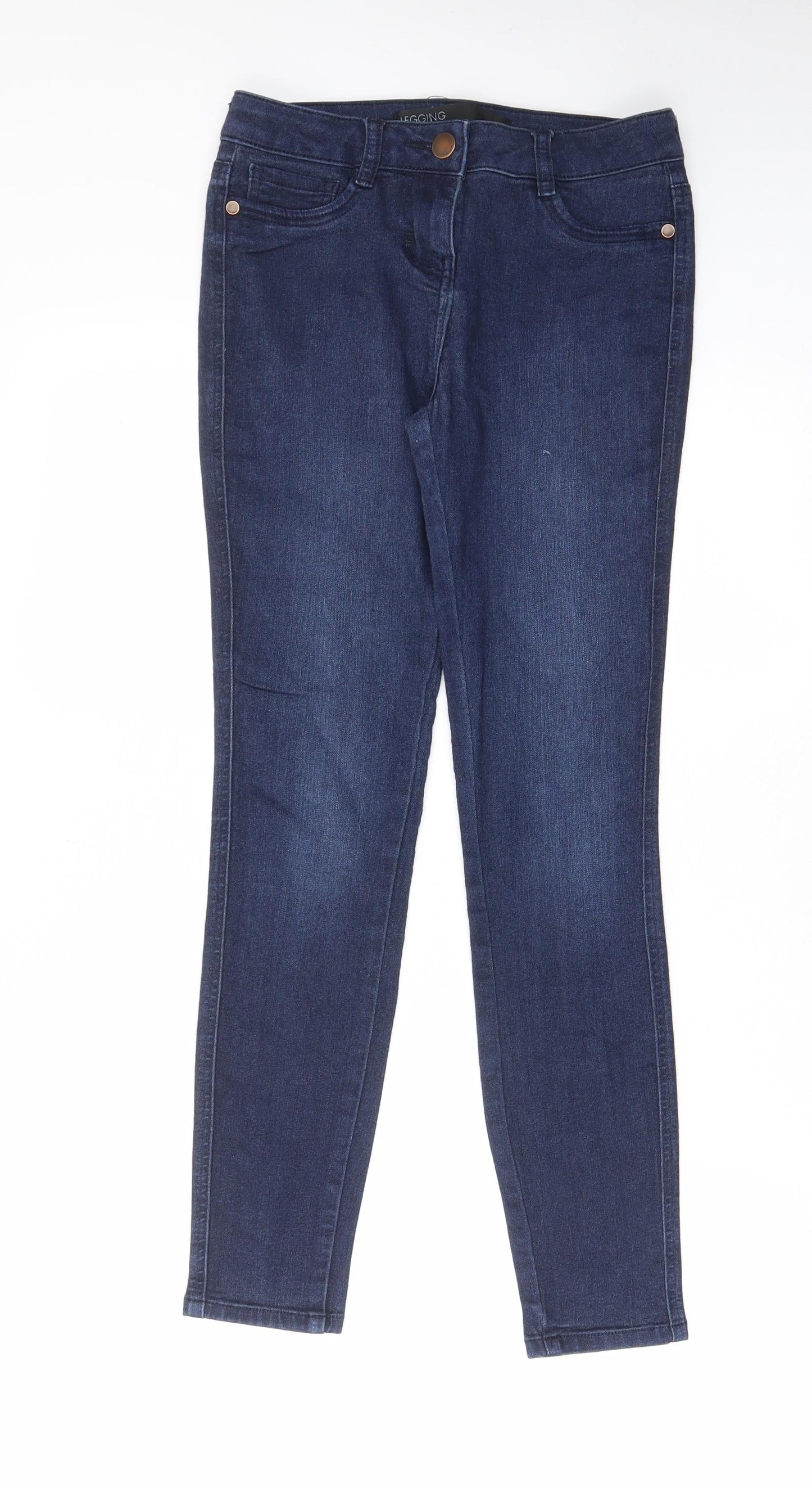 NEXT Womens Blue Cotton Skinny Jeans Size 8 L26 in Regular Zip - Pockets, Belt Loops