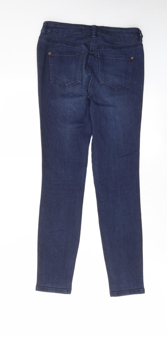 NEXT Womens Blue Cotton Skinny Jeans Size 8 L26 in Regular Zip - Pockets, Belt Loops