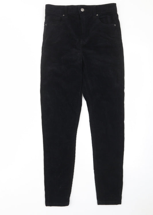 Topshop Womens Black Cotton Trousers Size 26 in L30 in Regular Zip - Pockets, Belt Loops