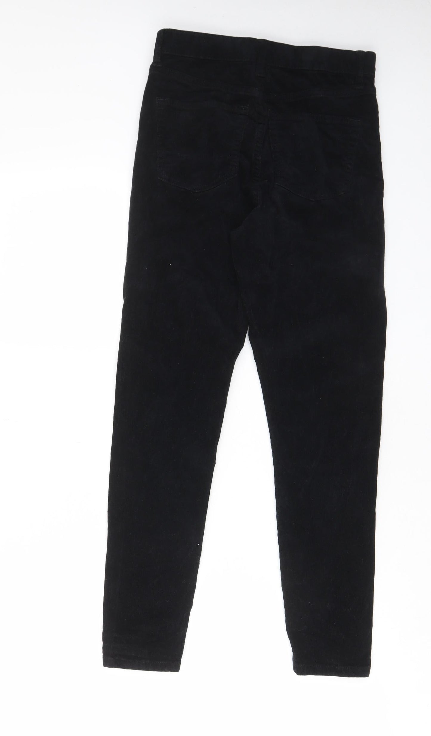 Topshop Womens Black Cotton Trousers Size 26 in L30 in Regular Zip - Pockets, Belt Loops