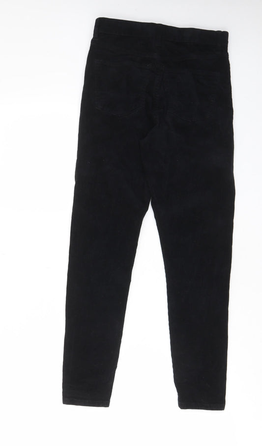 Topshop Womens Black Cotton Trousers Size 26 in L30 in Regular Zip - Pockets, Belt Loops