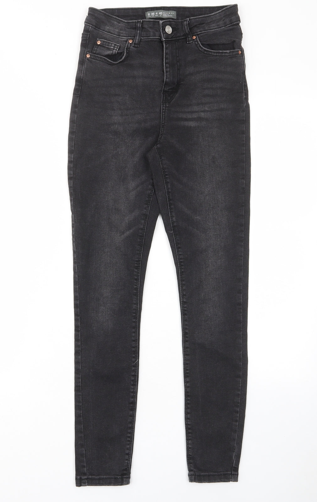 Denim & Co. Womens Grey Cotton Skinny Jeans Size 8 L27 in Regular Zip - Pockets, Belt Loops