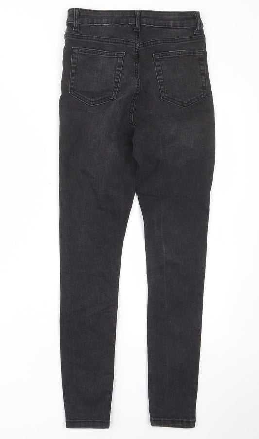 Denim & Co. Womens Grey Cotton Skinny Jeans Size 8 L27 in Regular Zip - Pockets, Belt Loops