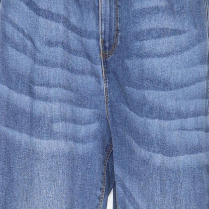 Denim & Co. Womens Blue Cotton Skinny Jeans Size 14 L25 in Regular Zip - Pockets, Belt Loops