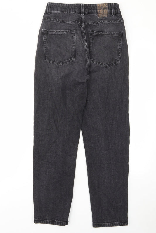 Zara Womens Grey Cotton Straight Jeans Size 8 L28 in Regular Zip - Pockets, Belt Loops