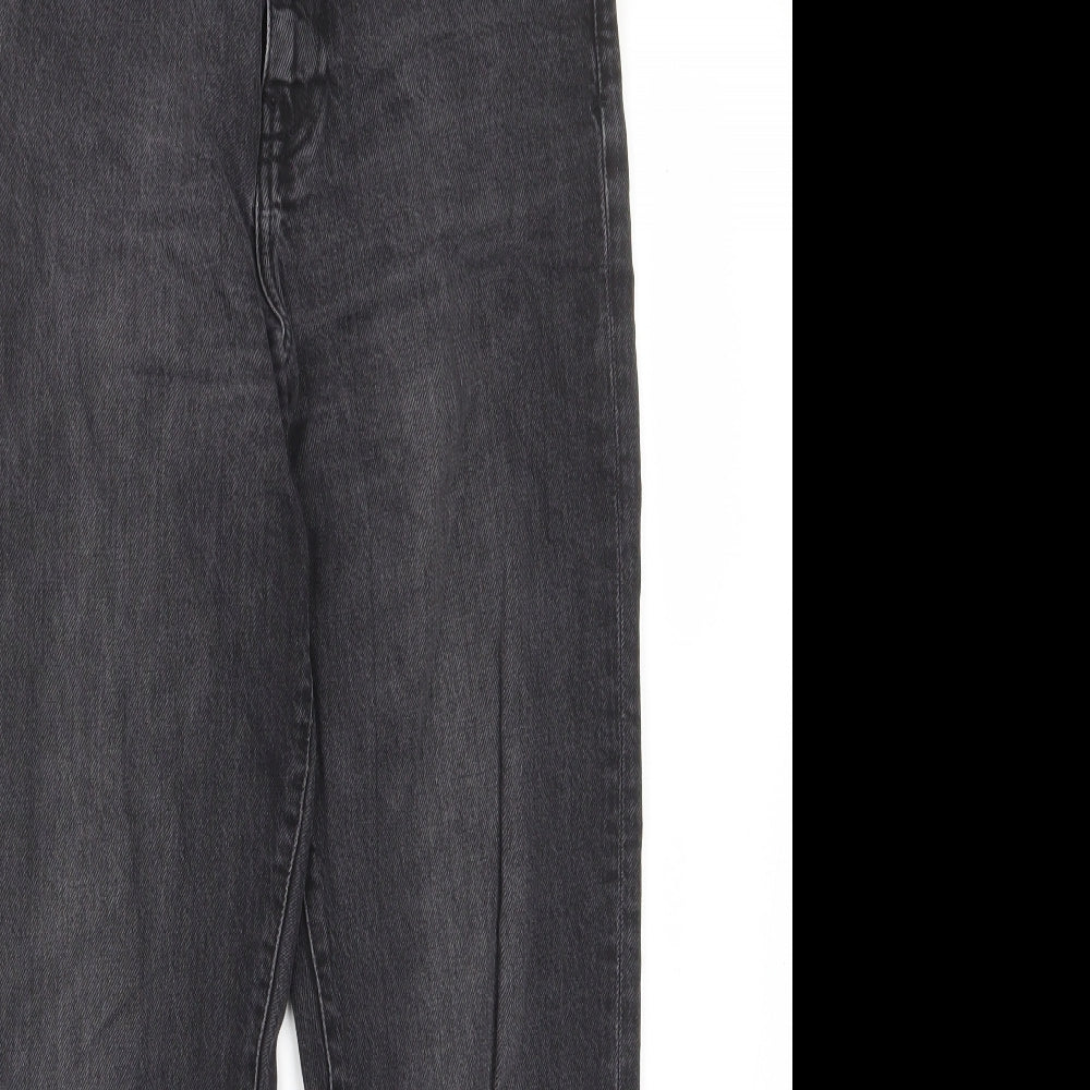 Zara Womens Grey Cotton Straight Jeans Size 8 L28 in Regular Zip - Pockets, Belt Loops