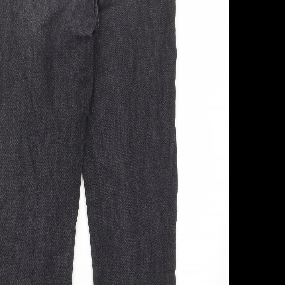 Zara Womens Grey Cotton Straight Jeans Size 8 L28 in Regular Zip - Pockets, Belt Loops