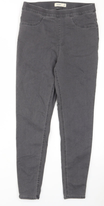 Marks and Spencer Womens Grey Cotton Skinny Jeans Size 10 L27 in Regular - Elastic waist