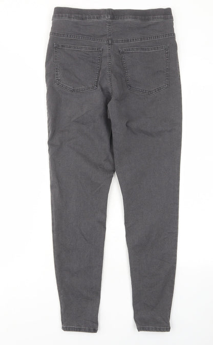 Marks and Spencer Womens Grey Cotton Skinny Jeans Size 10 L27 in Regular - Elastic waist