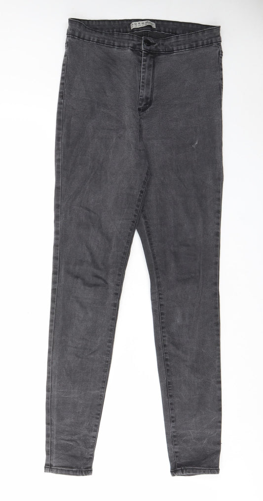 Denim & Co. Womens Grey Cotton Skinny Jeans Size 14 L29 in Regular Zip - Pockets