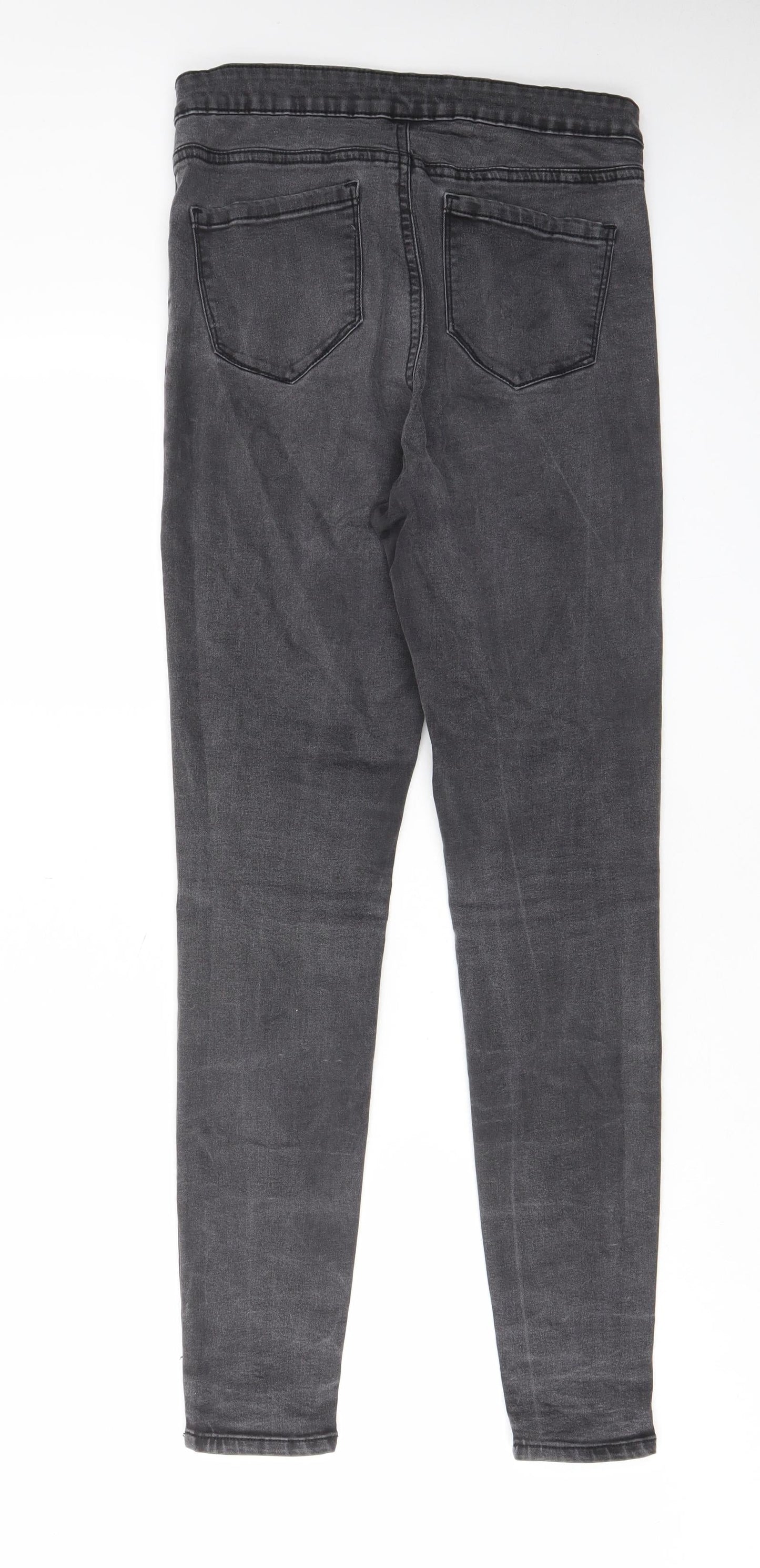 Denim & Co. Womens Grey Cotton Skinny Jeans Size 14 L29 in Regular Zip - Pockets