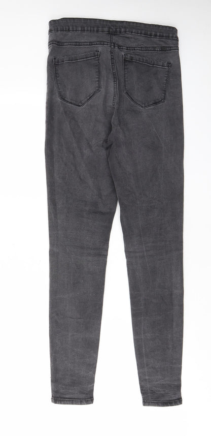 Denim & Co. Womens Grey Cotton Skinny Jeans Size 14 L29 in Regular Zip - Pockets