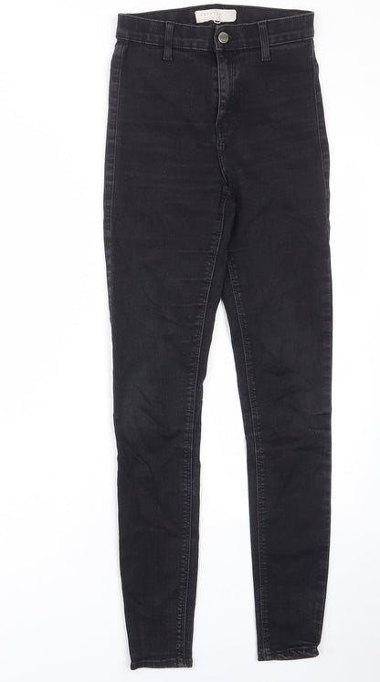 Topshop Womens Black Cotton Skinny Jeans Size 26 in L34 in Regular Zip - Pockets