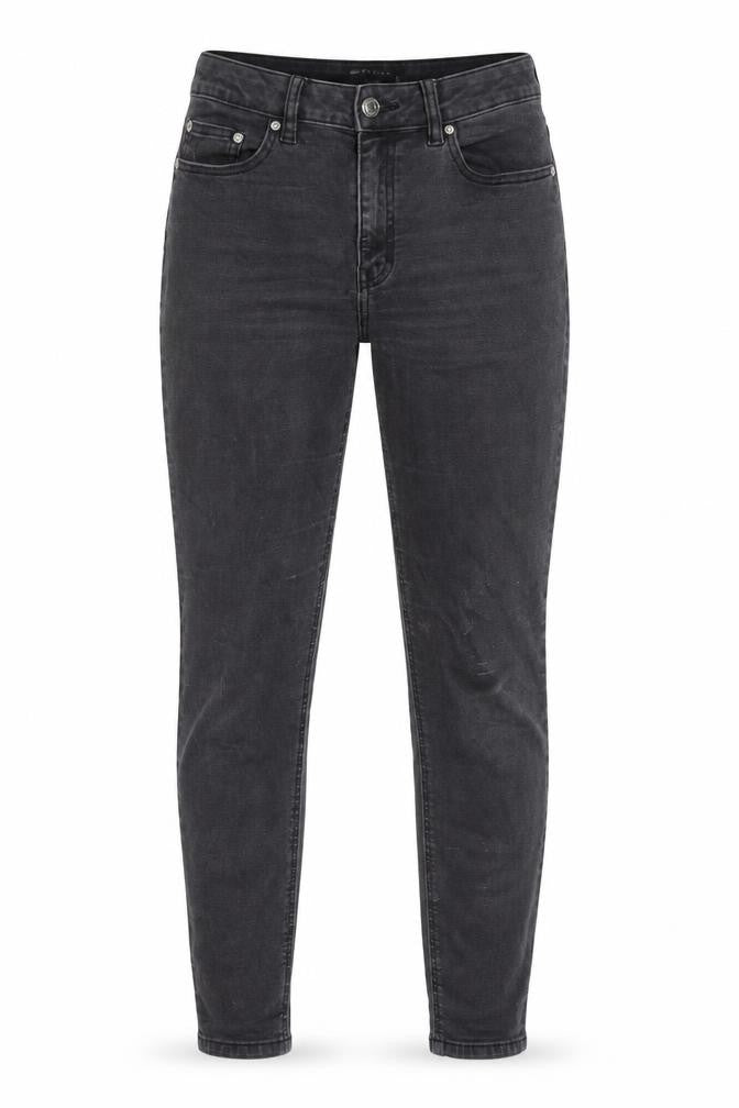 Front view of ASOS women’s grey cotton skinny jeans, size UK 28, in, 30-inch leg regular zip - pockets, belt loops