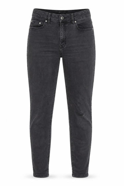 Front view of ASOS women’s grey cotton skinny jeans, size UK 28, in, 30-inch leg regular zip - pockets, belt loops